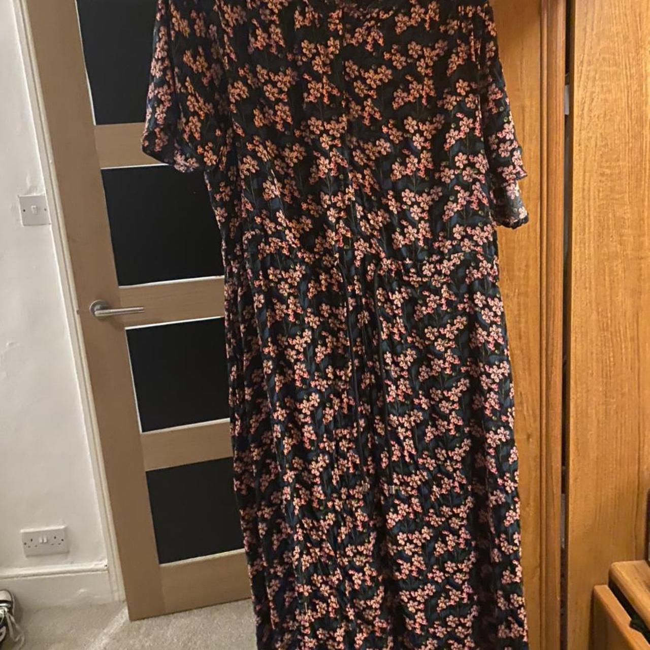Beautiful floral next dress with tie around the... - Depop