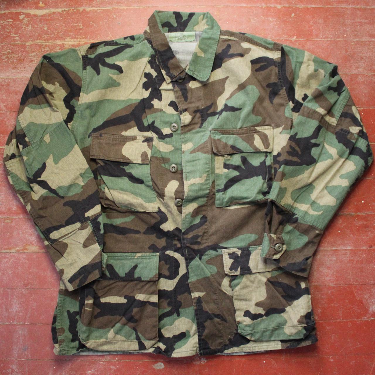 Vintage Military Fatigue Uniform Camo Shirt... - Depop