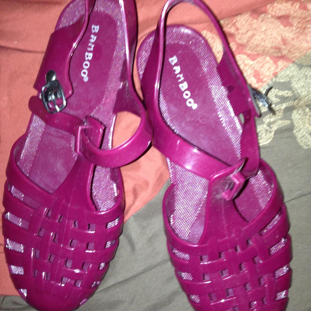 Maroon bamboo jelly sandals never worn brand new Depop