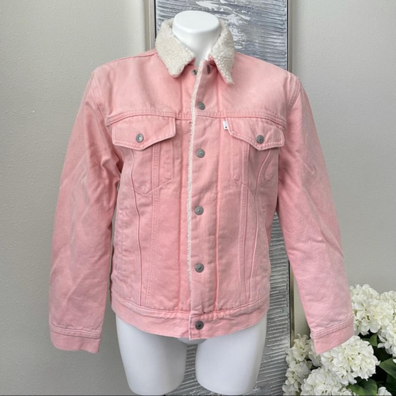 Levi's Women's Pink and Cream Jacket Depop