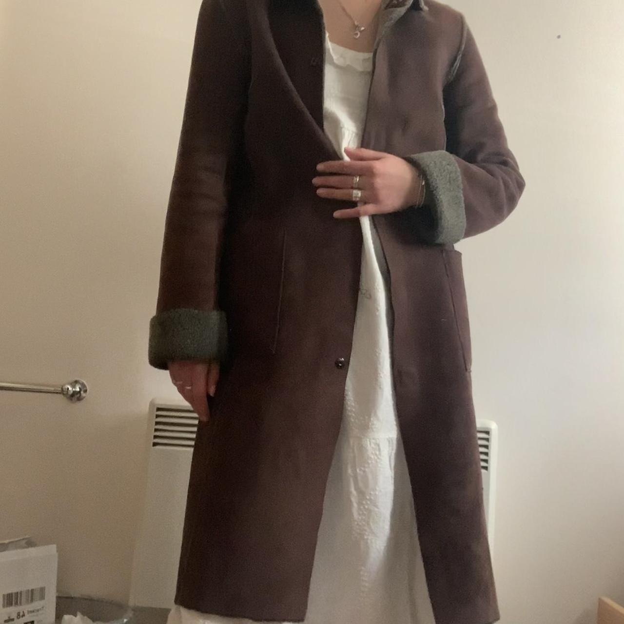 Vintage Brown suede coat with fur lining. Uk 8-12... - Depop