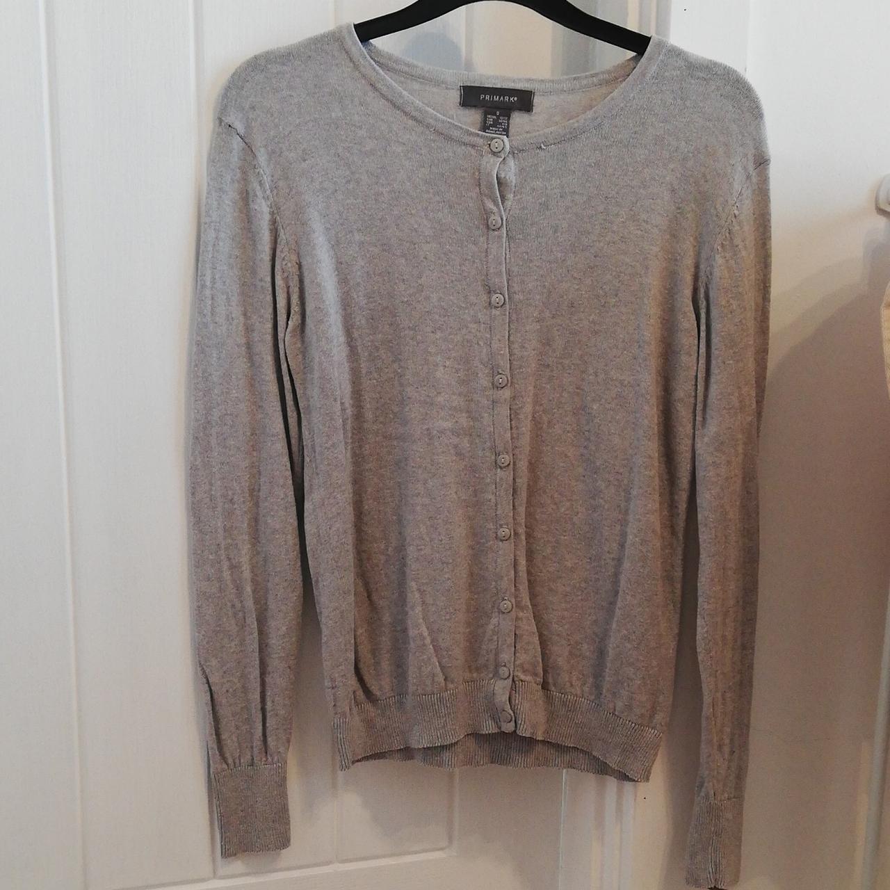 Ladies light grey cardigan with button up front and... Depop