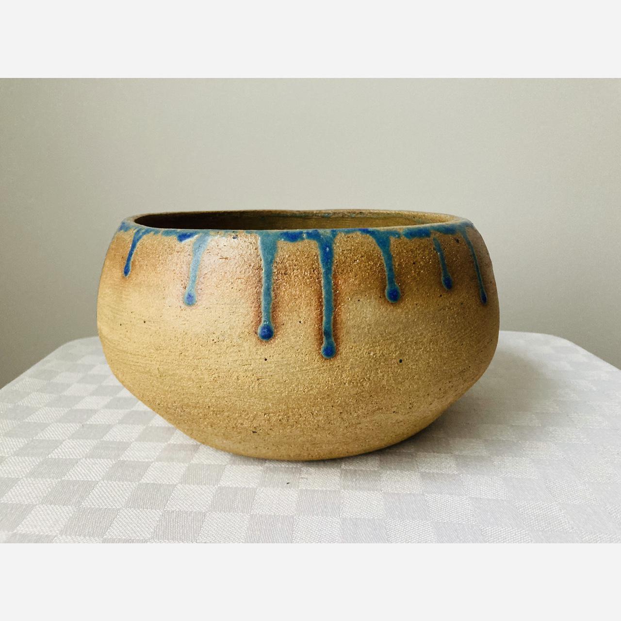 Unique Ceramic Bowl With Contrasting Blue Glazed Depop   P0 