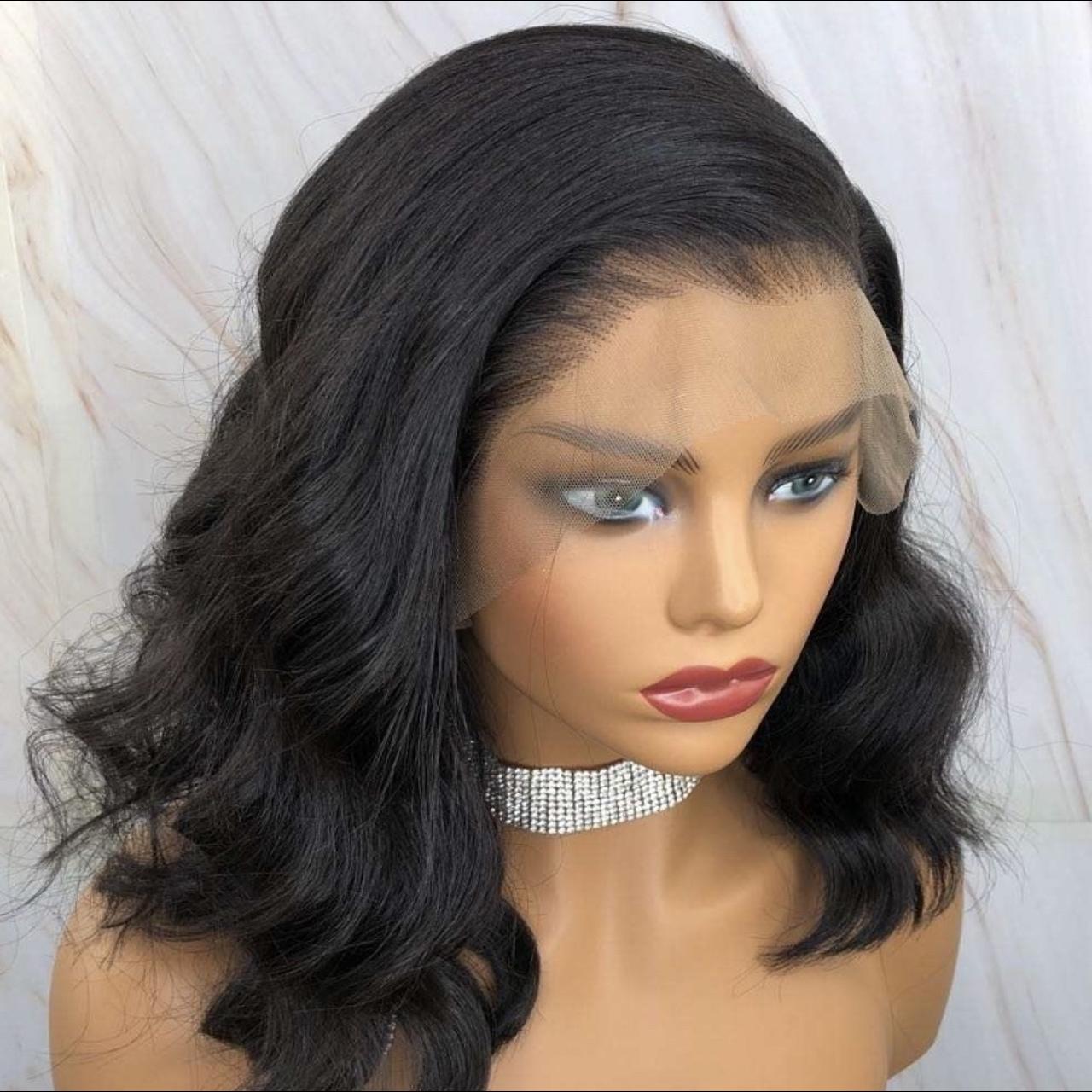 BLACK LACE FRONT HUMAN HAIR MIX WIG 13x 6 Lace... - Depop