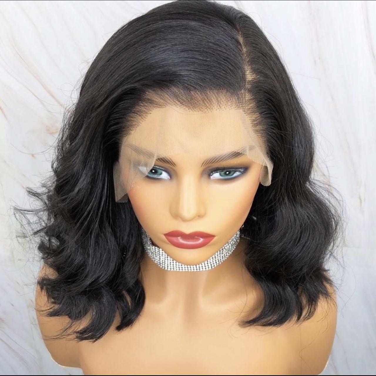 BLACK LACE FRONT HUMAN HAIR MIX WIG 13x 6 Lace... - Depop