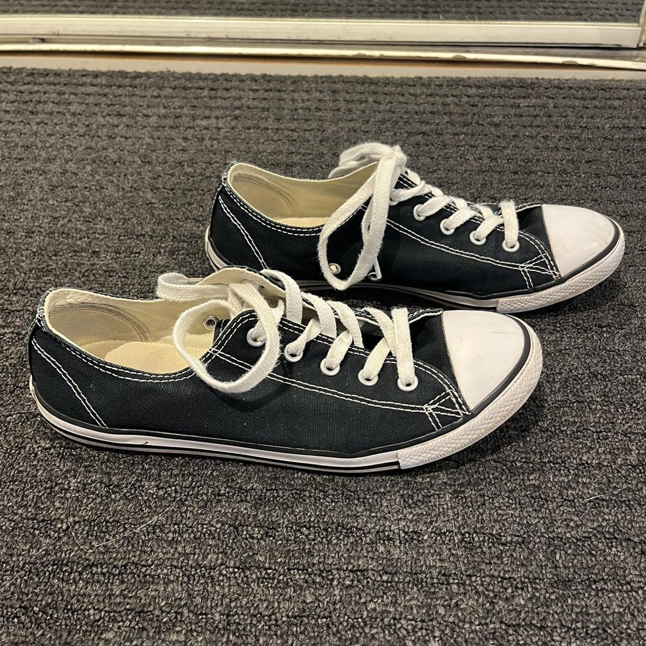 Womens black and white converse. Size US8/EU39/UK5.5 - Depop