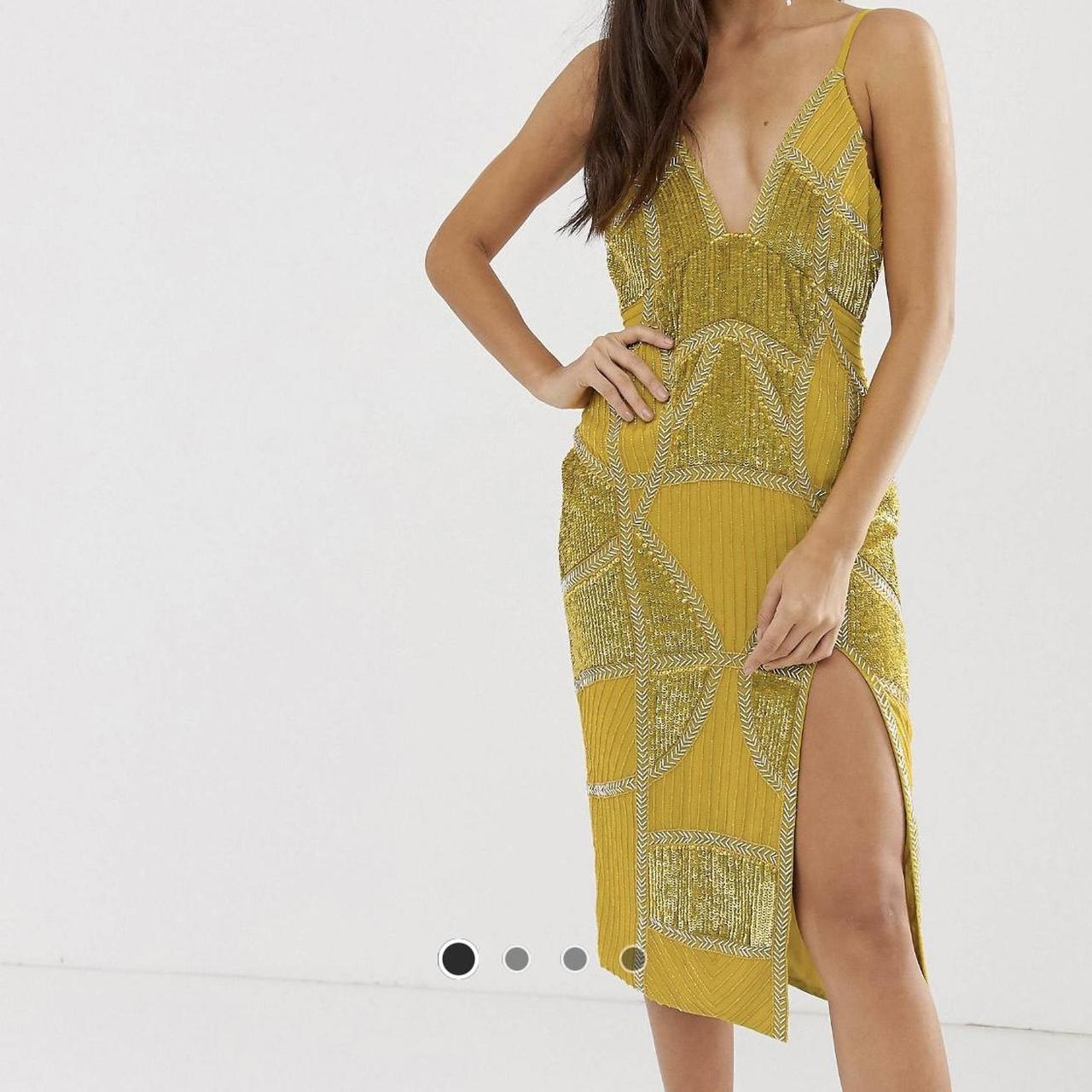 asos yellow sequin dress