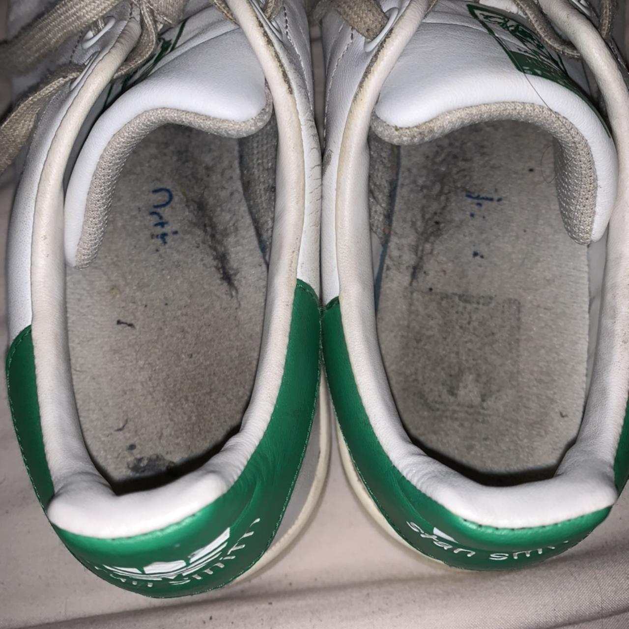 Pre-loved Adidas Stan Smiths white and green UK 5.5... - Depop