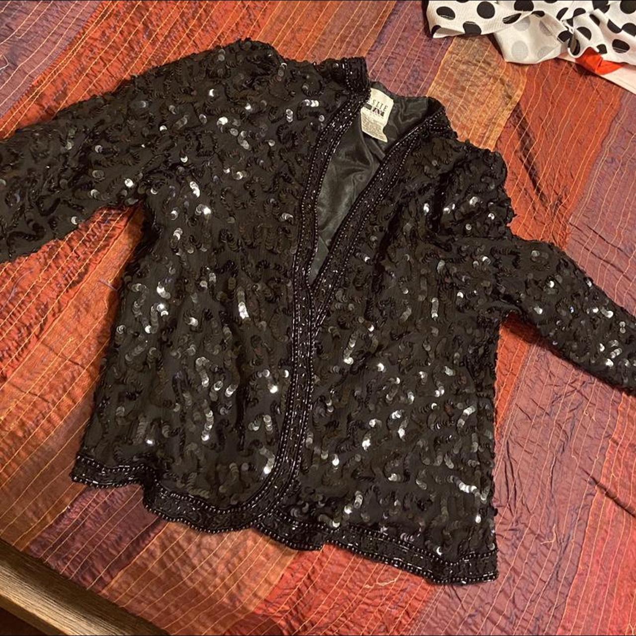 Most sequin beaded evening blazer from... Depop