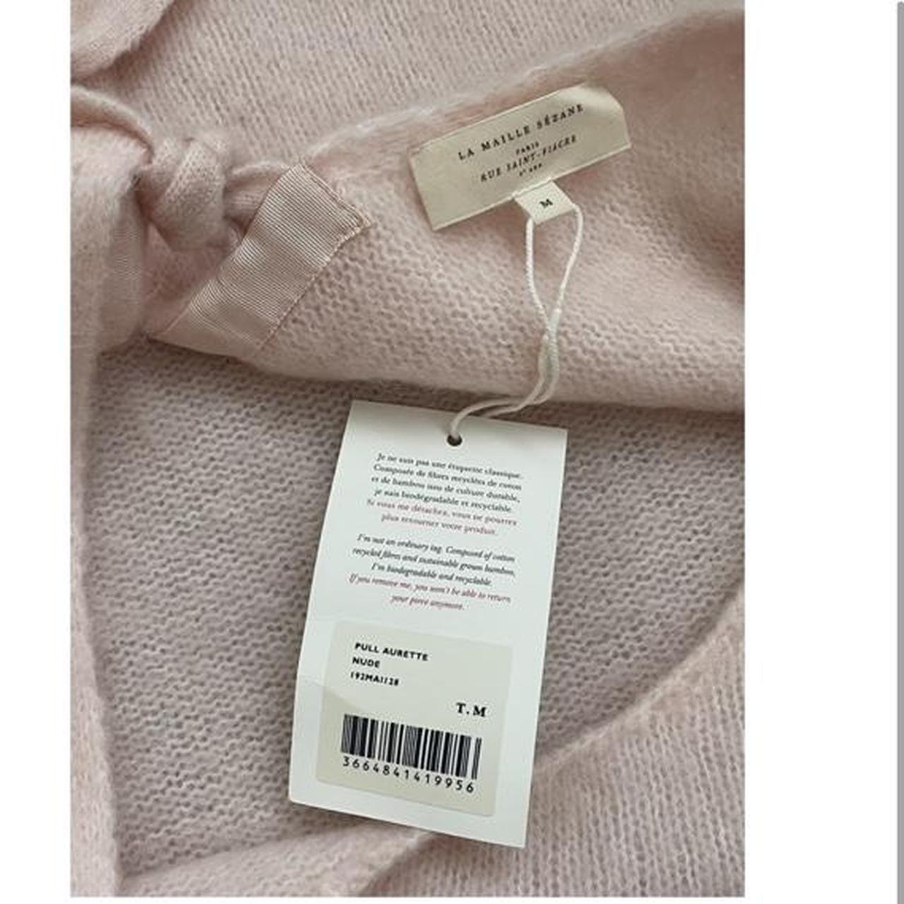 Sezane jumper with a deep V-back featuring bow... - Depop