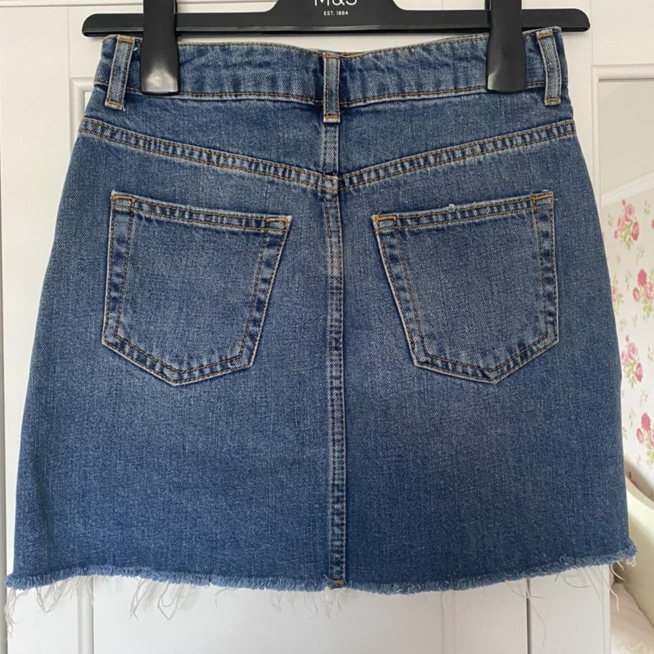 Topshop ripped fishnet denim skirt size Depop - Main Image