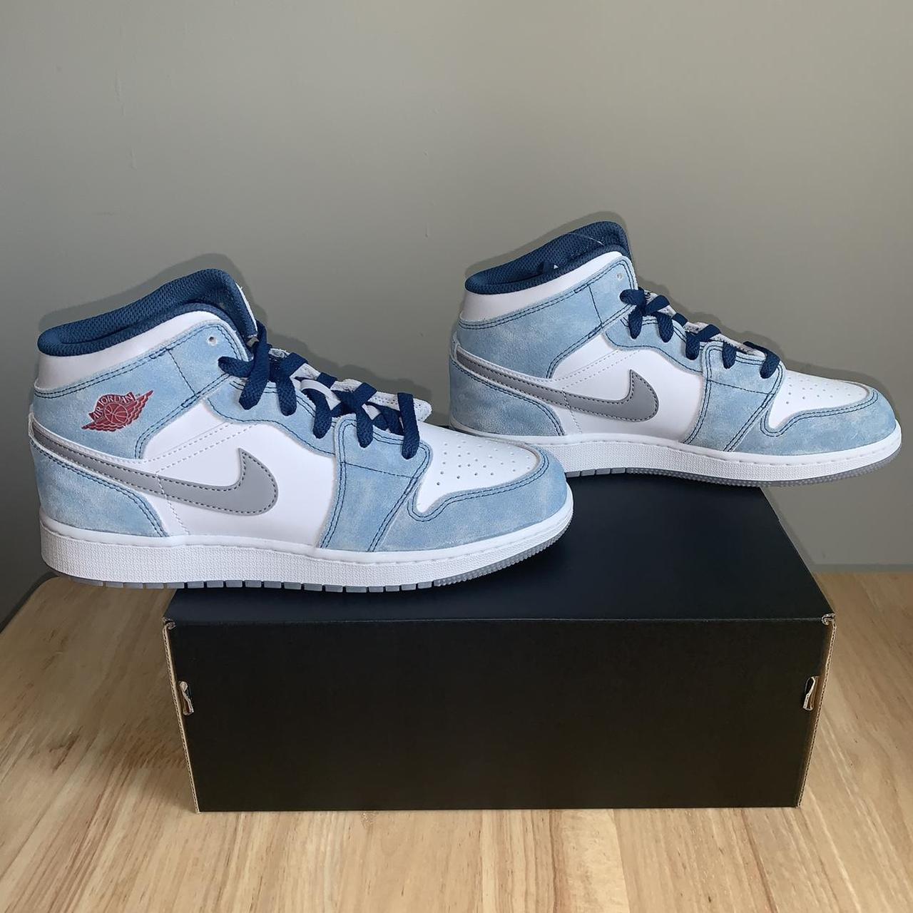 Air Jordan 1 Mid French Blue Light Steel GS Shoes .... - Depop