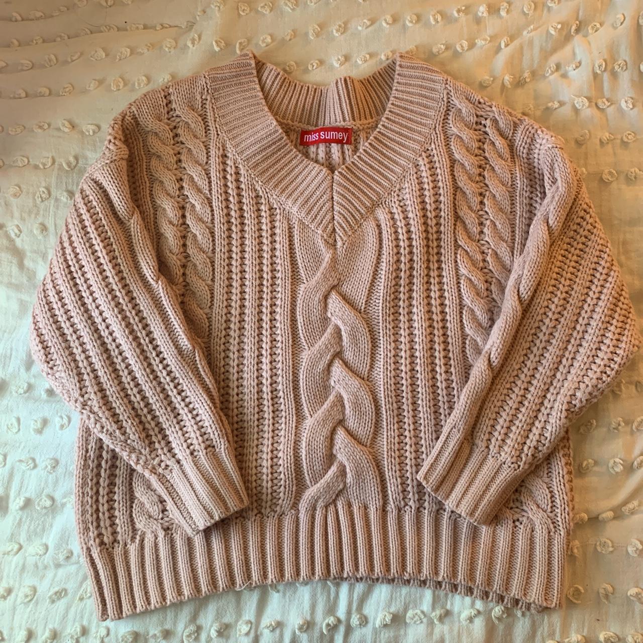 light pink cable knit sweater! -so cute and cozy for... - Depop