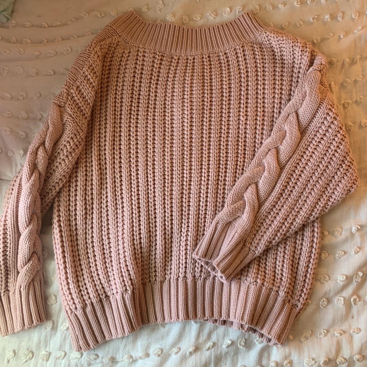 light pink cable knit sweater! -so cute and cozy for... - Depop