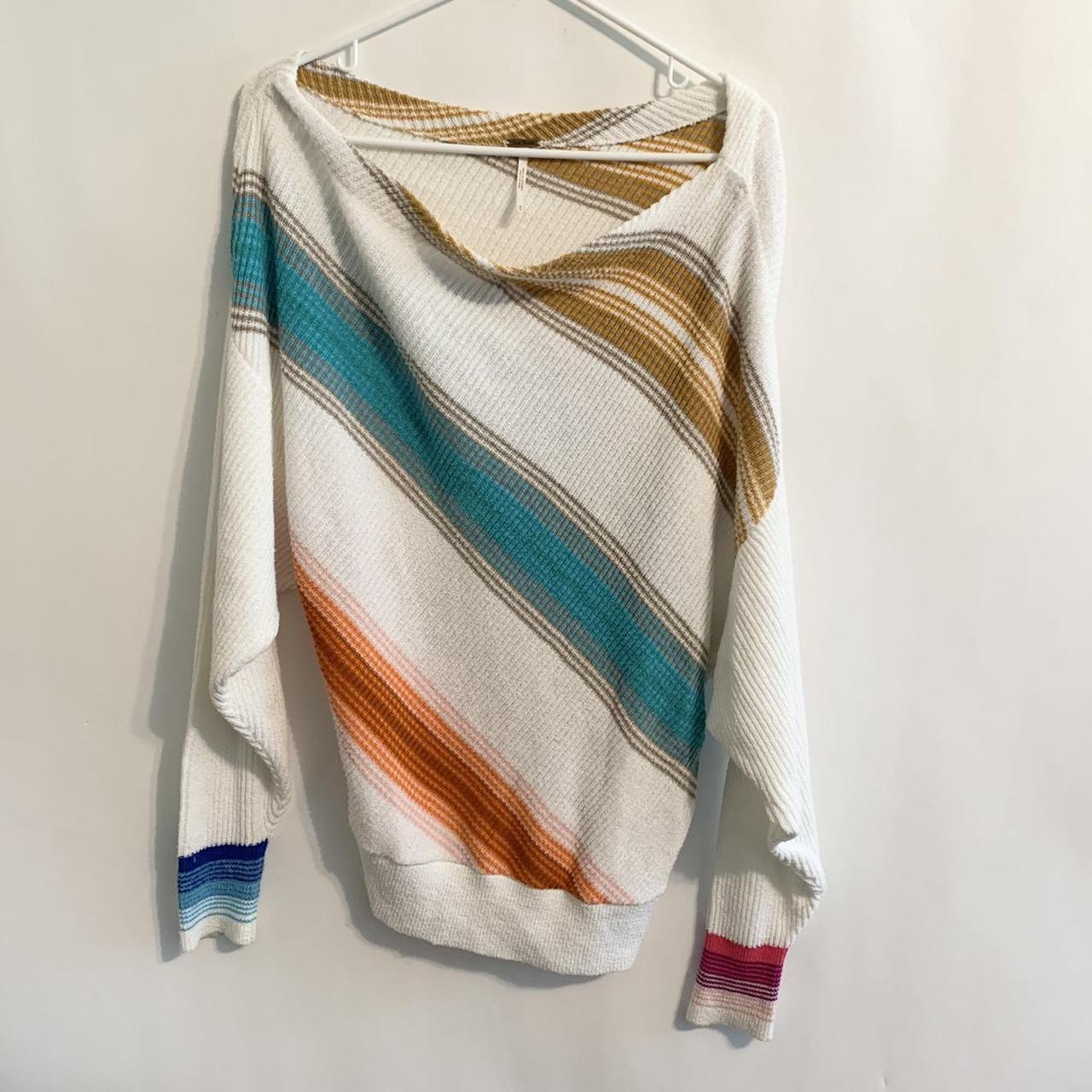 Free People Sweater Spectrum Stripe | Off Shoulder -... - Depop