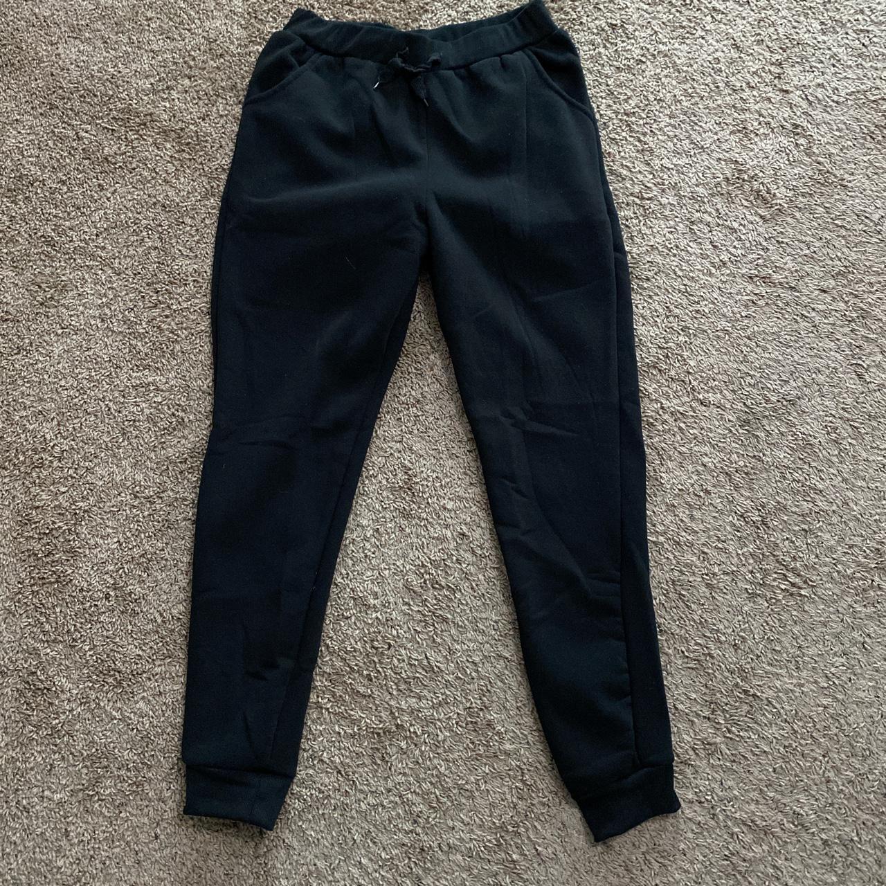 Black heavy weight sweatpants with cuffed ankles,... - Depop