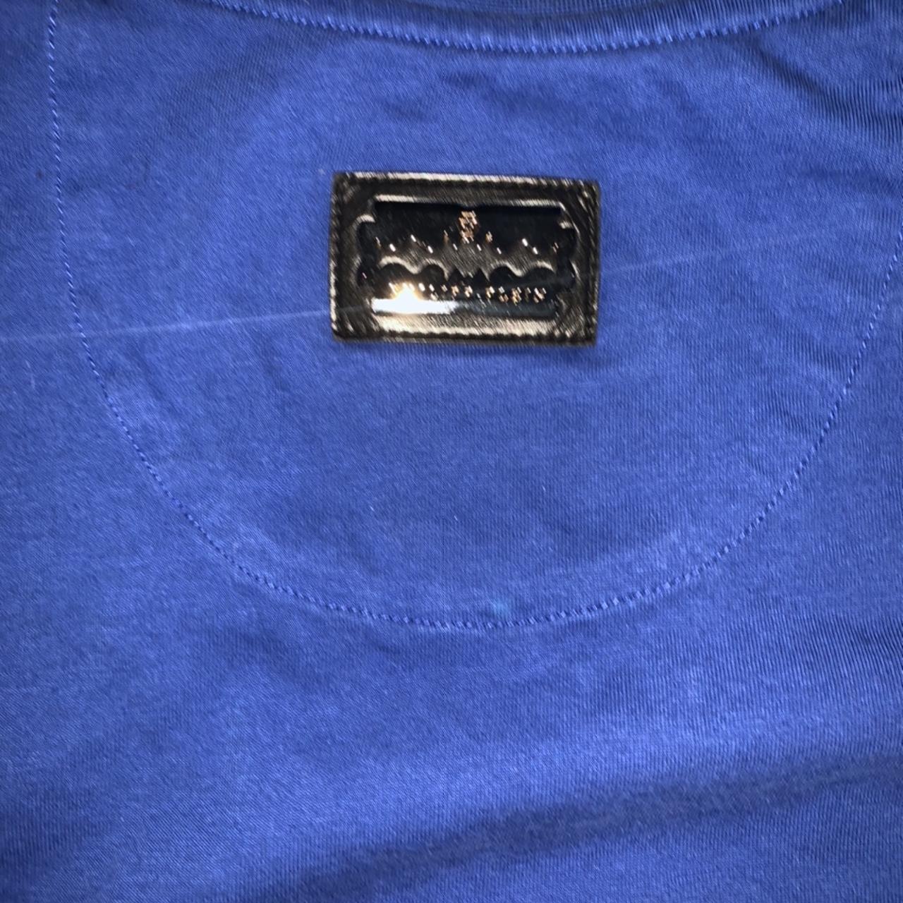 Philipp Plein Men's Blue and Silver T-shirt | Depop