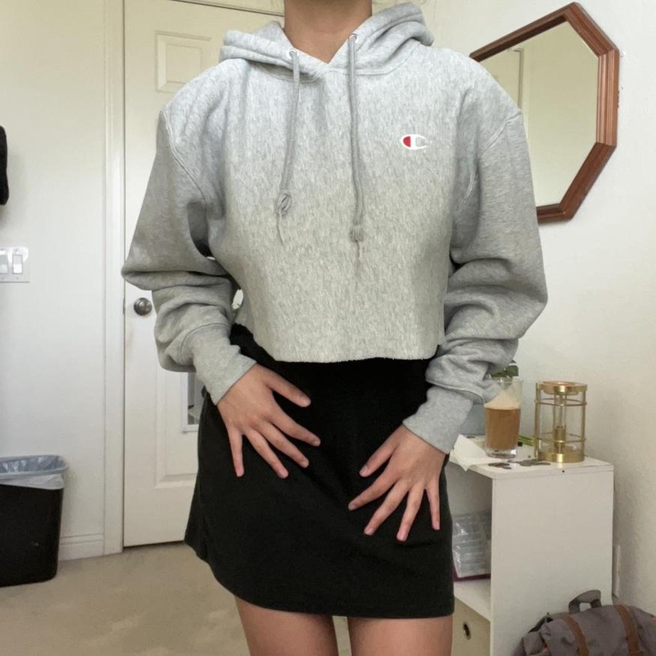 Grey cropped best sale champion hoodie