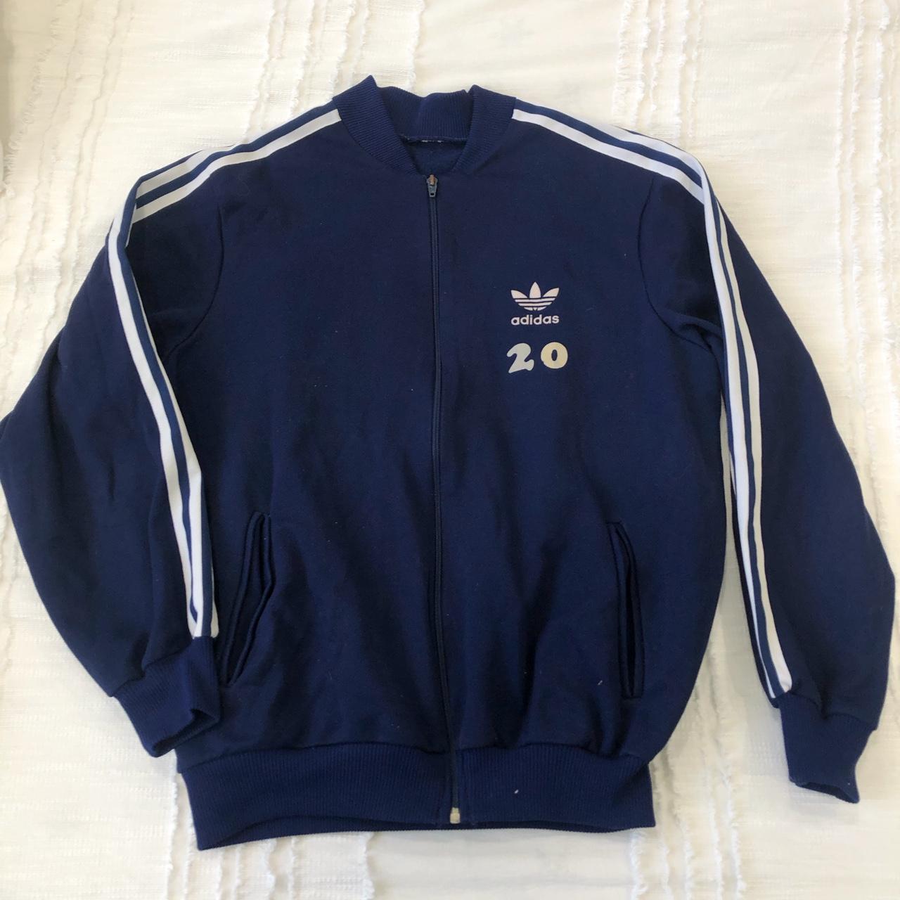 Adidas Women's White and Navy Jacket | Depop