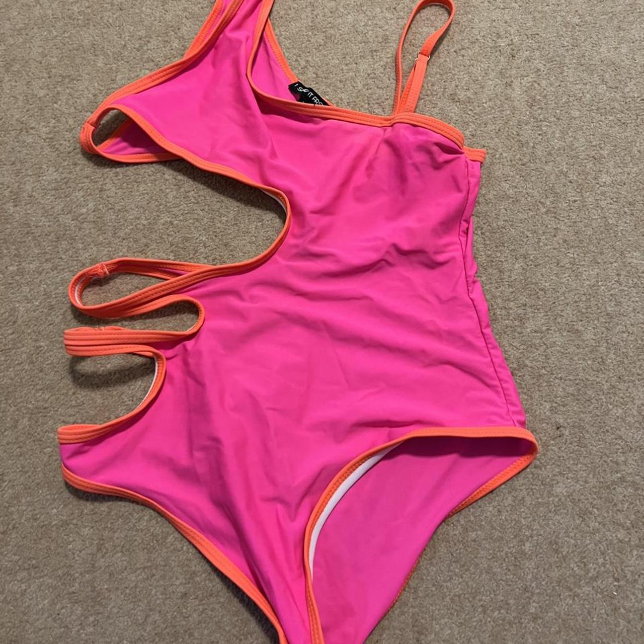 Pink cut out swimsuit size 10 - Depop