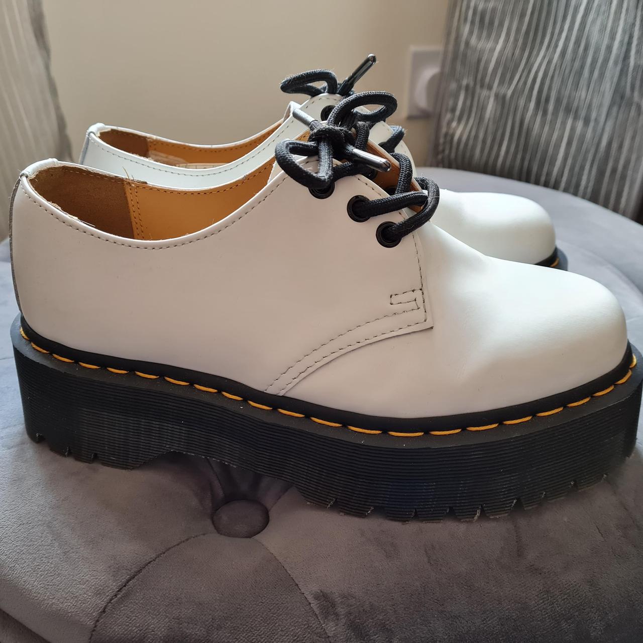 Dr Martens 1461 QUAD Platform Leather Shoes - White.... - Depop