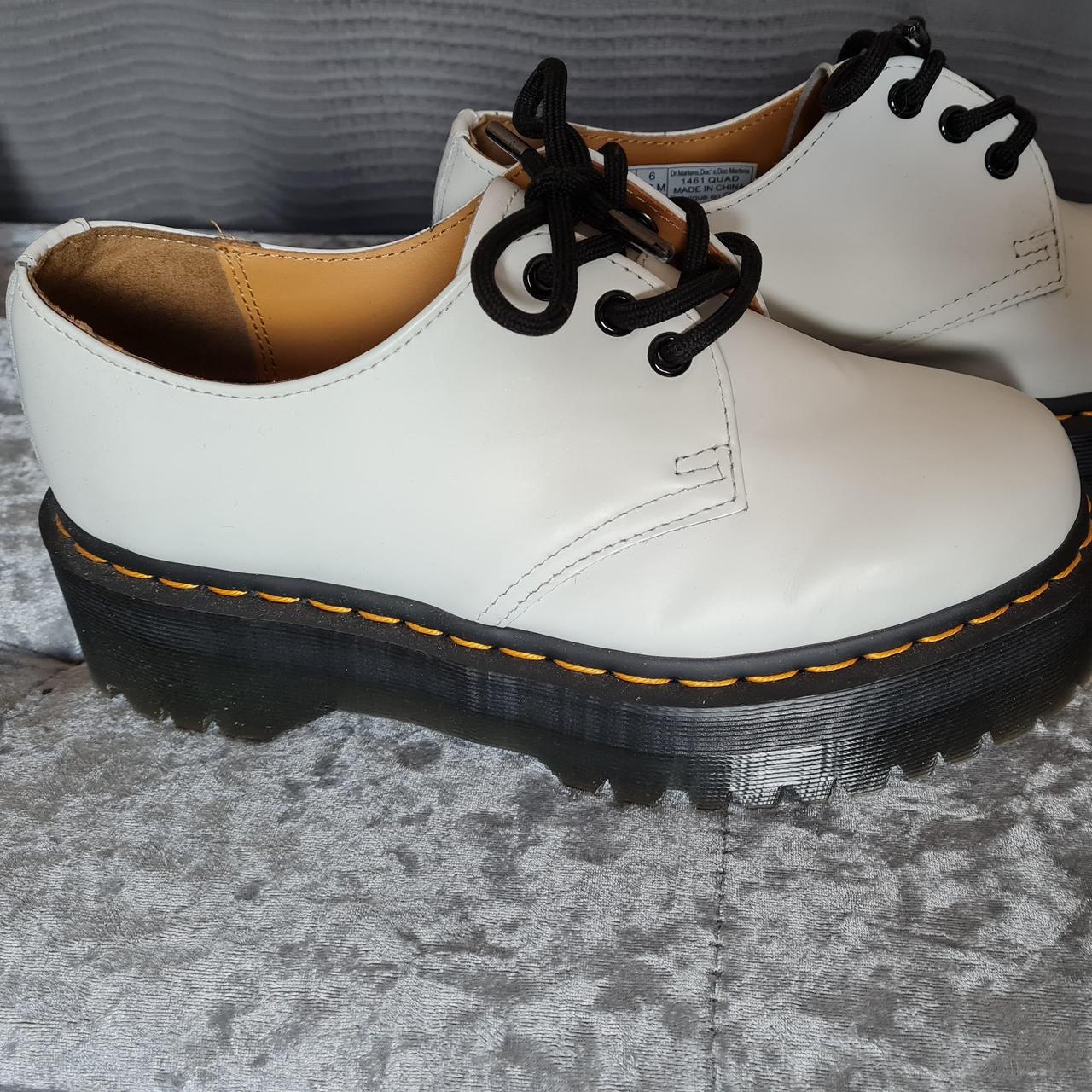 Dr Martens 1461 QUAD Platform Leather Shoes - White.... - Depop