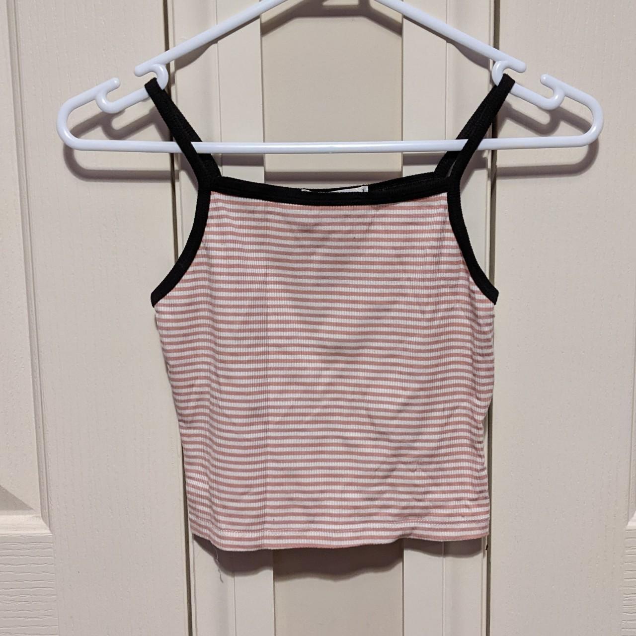 Ally Fashion Pink and White Striped Cami Top Size S... - Depop