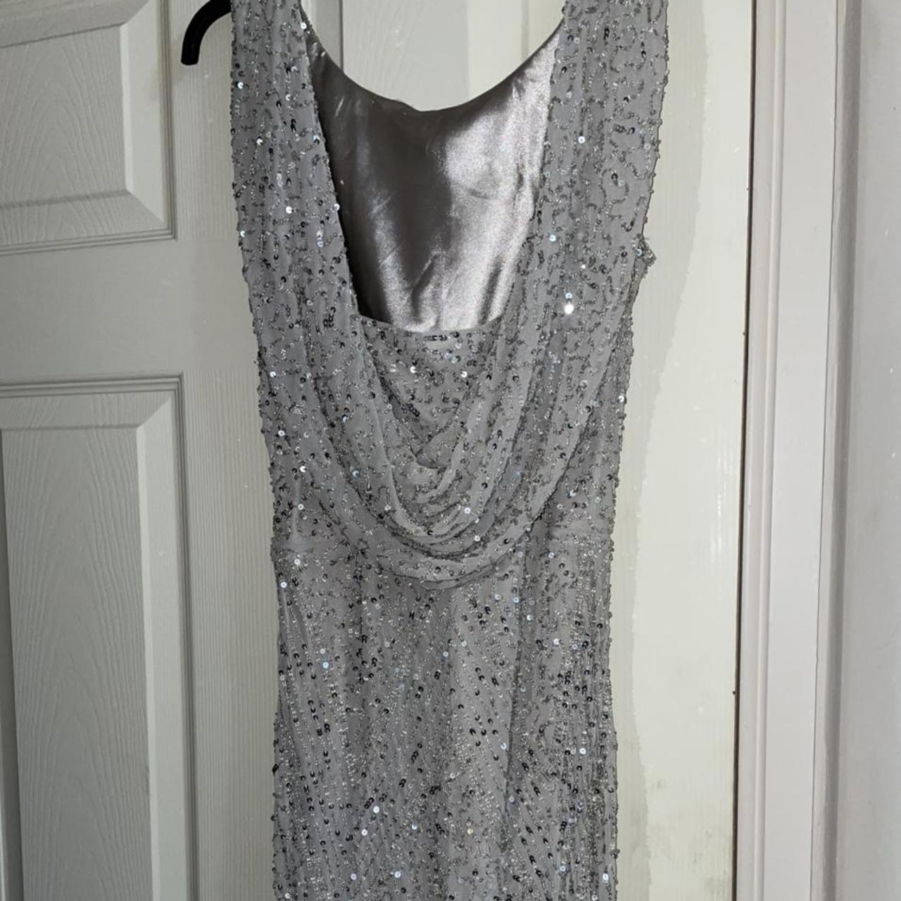 Debenhams Silver Beaded Gown Prom Dress size