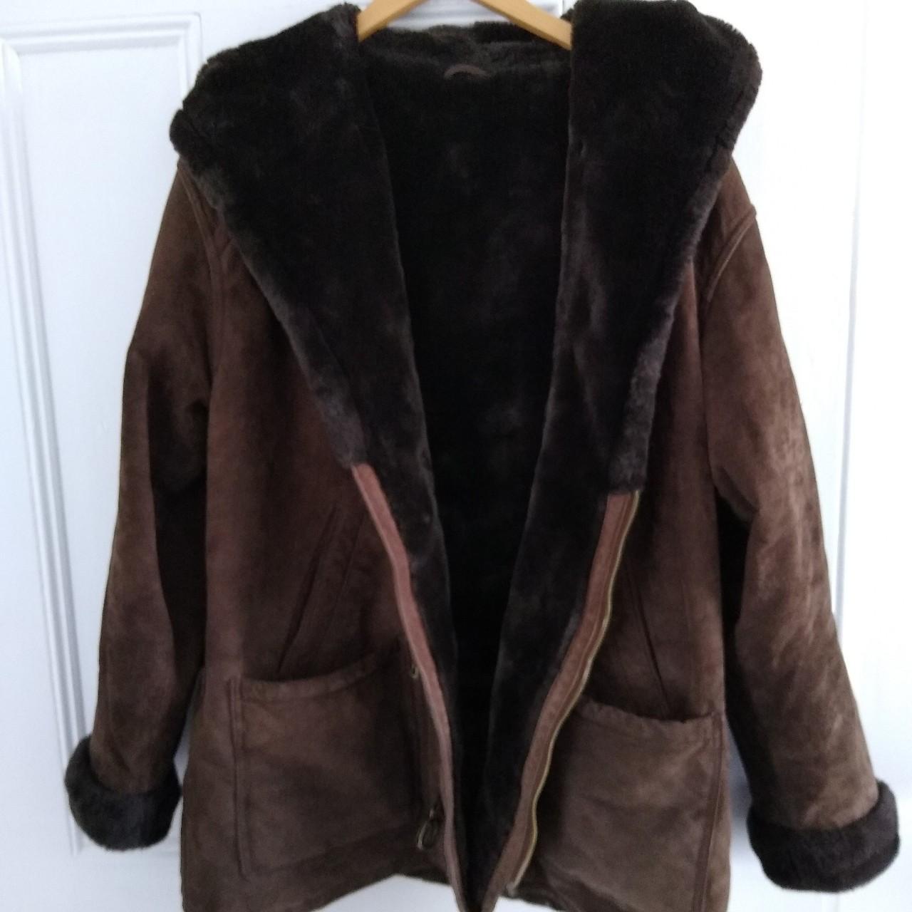 Vintage brown suede jacket, genuine leather, with... - Depop