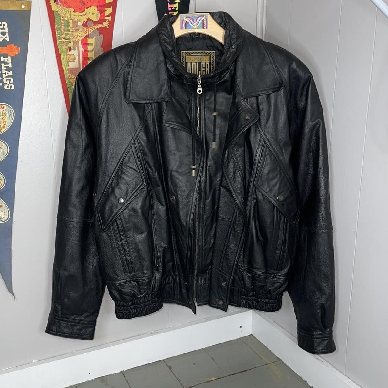 90s Adler Leather Motorcycle Jacket... - Depop