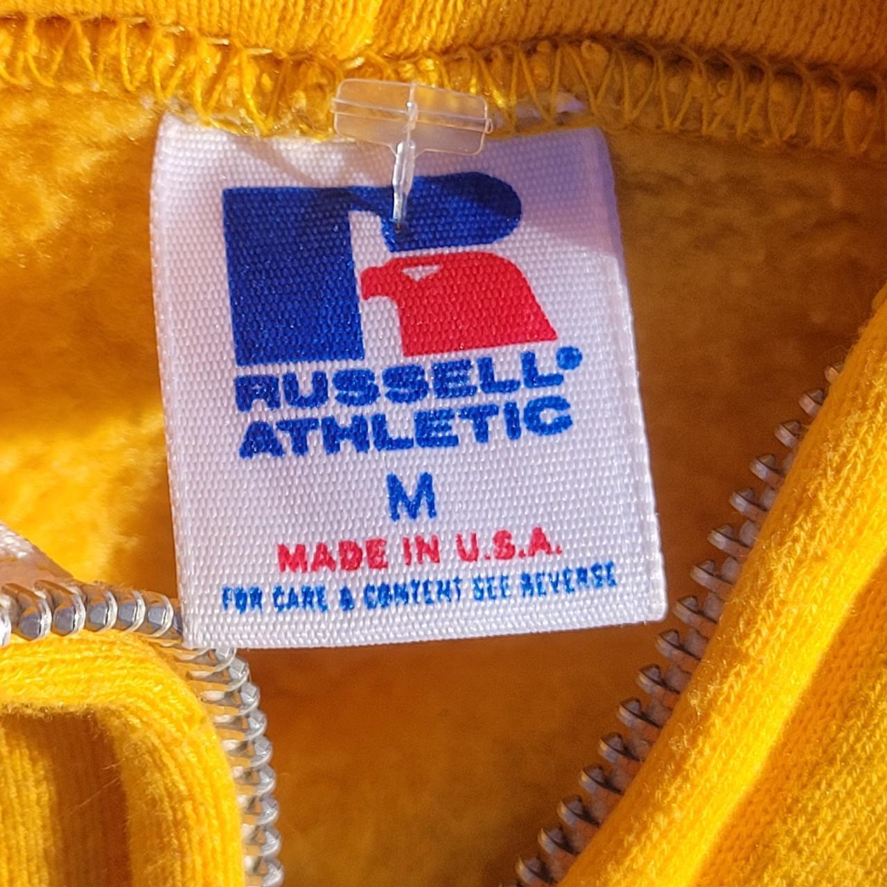 Russel Athletic yellow sweatshirt 90's Made in USA... - Depop