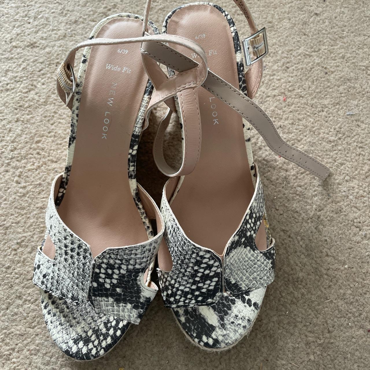 New look wedge sandals size 6 wide fit snakeskin... - Depop