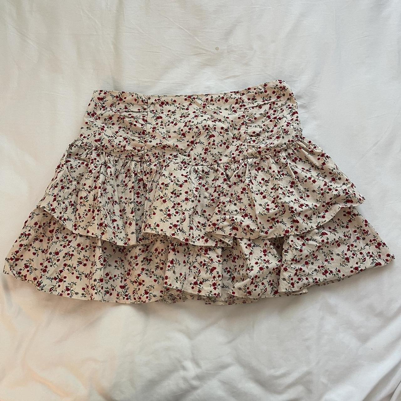 SHOP CLOSED ruffled floral skirt - zipper back -... - Depop