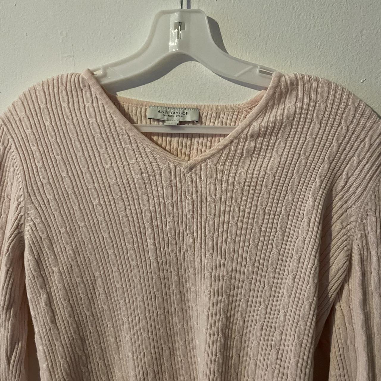 vintage baby pink cable knit sweater size small but... Depop