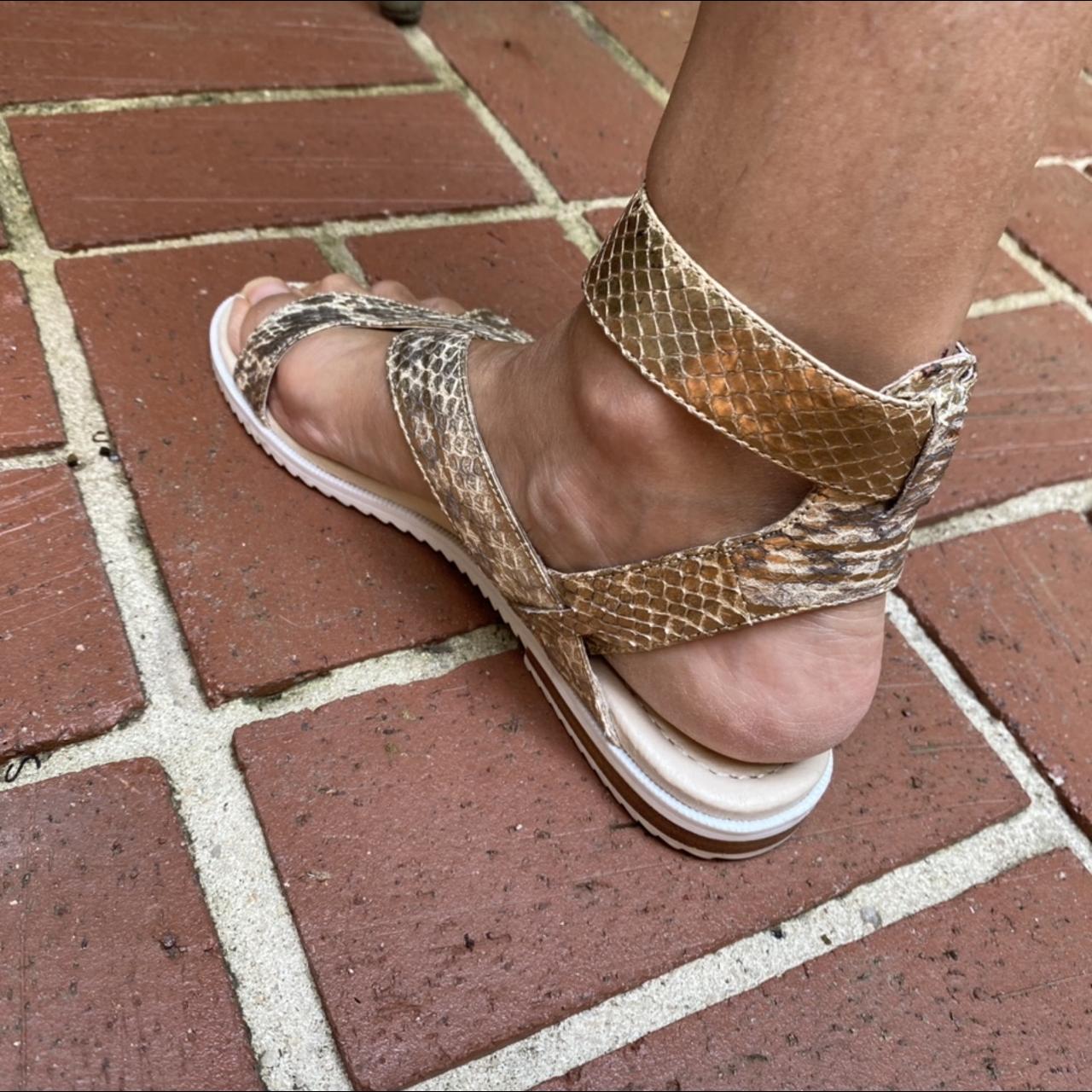 Donald Pliner leather snakeskin gold sandal with Depop