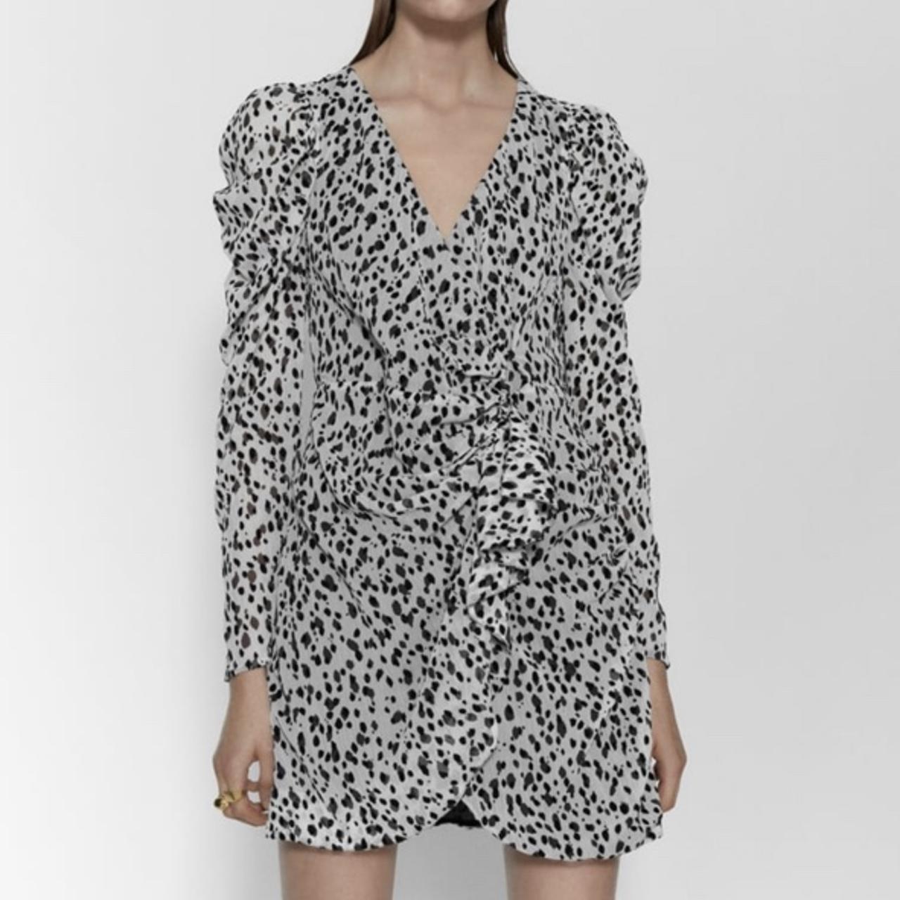 zara black and white leopard dress