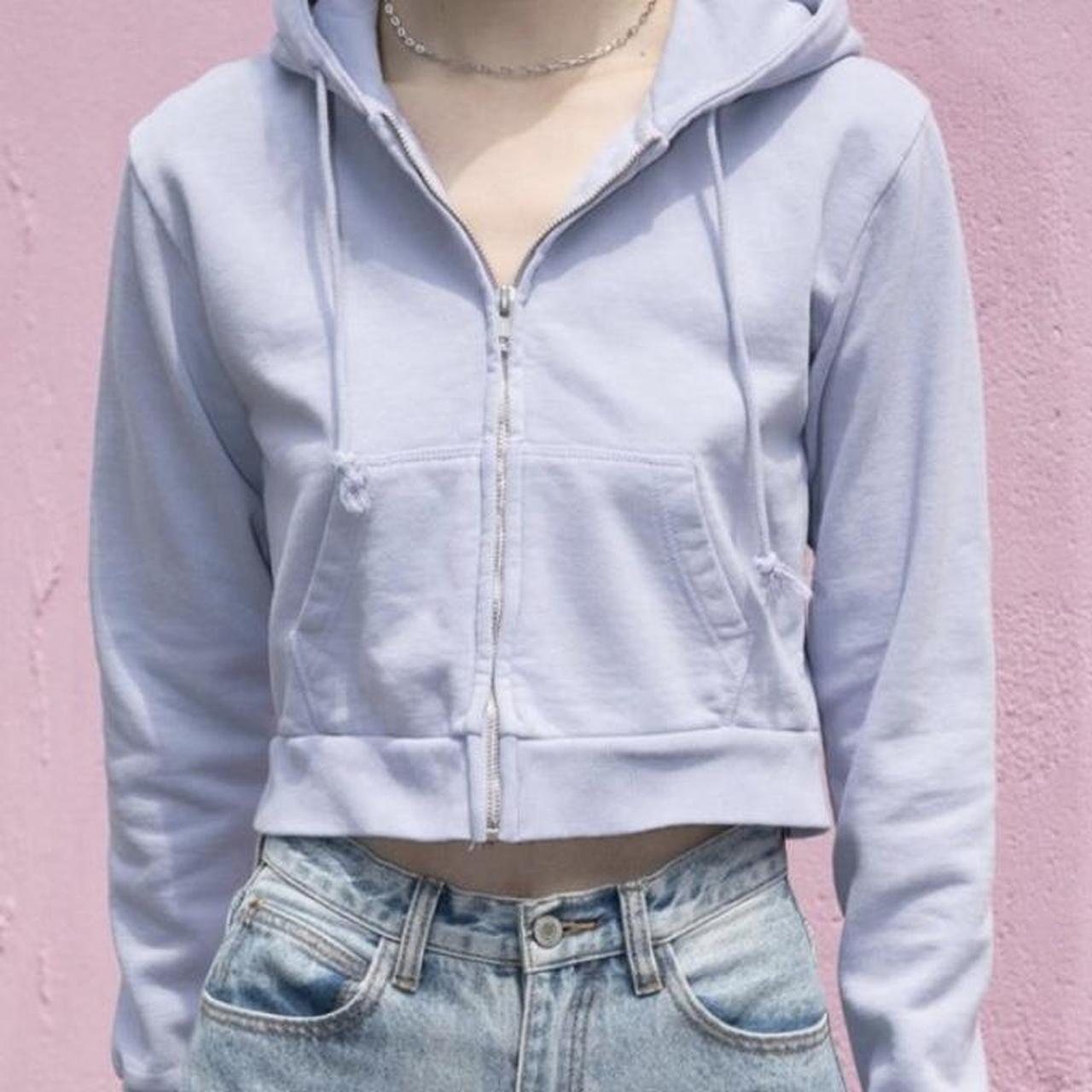 brandy melville crystal hoodie in light blue! no... - Depop