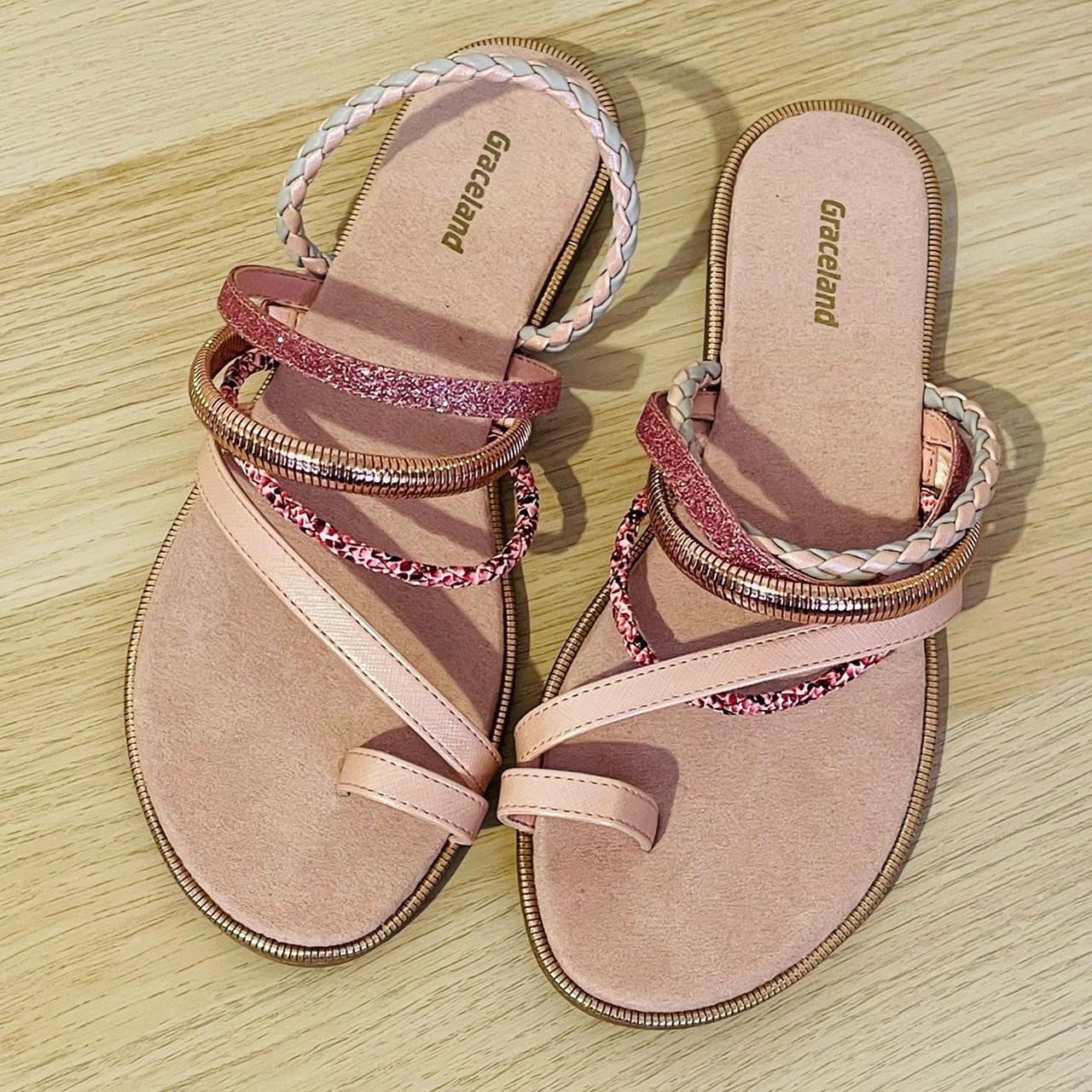 Graceland Pink Strappy Toe Post Sandals These are a... - Depop