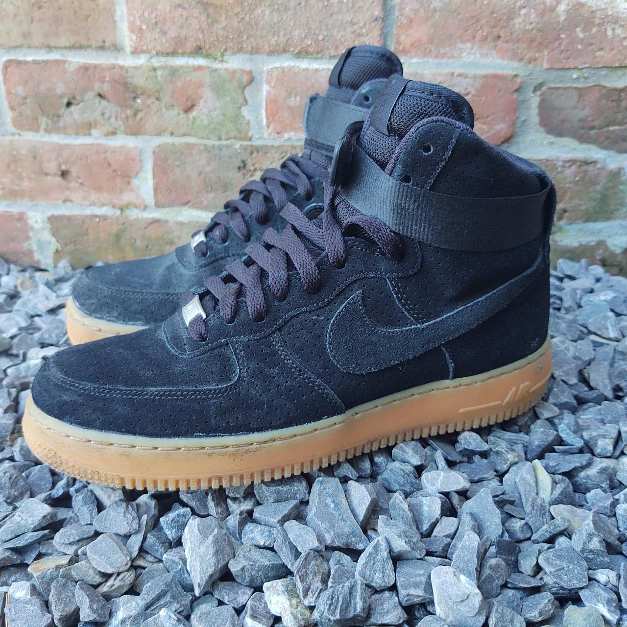 Nike Air Force 1 High Black Suede Gum bottoms shoes size 9