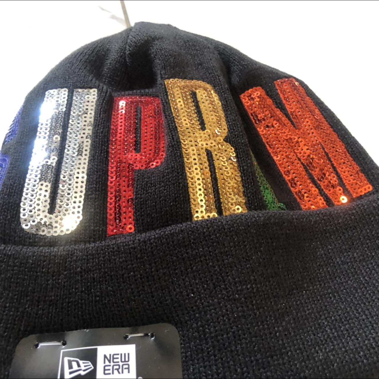 Supreme Sequence New Era Beanie in black. New w tags... - Depop