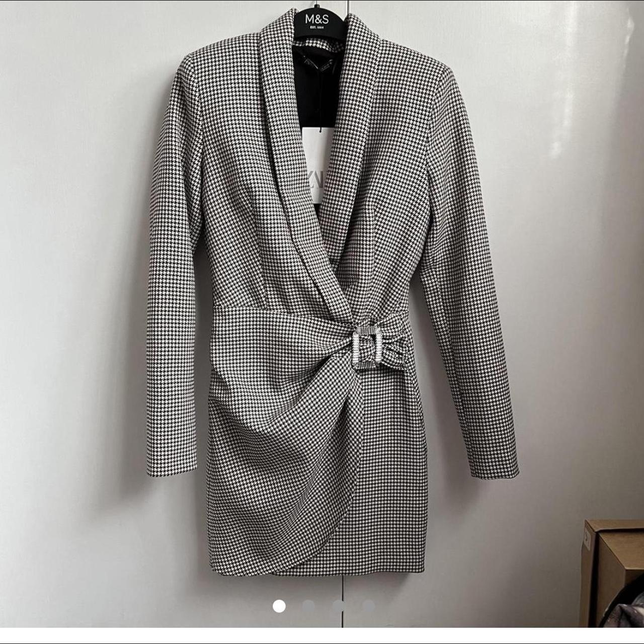 ZARA DOGTOOTH WRAP MINI DRESS SIZE XS BRAND NEW... Depop
