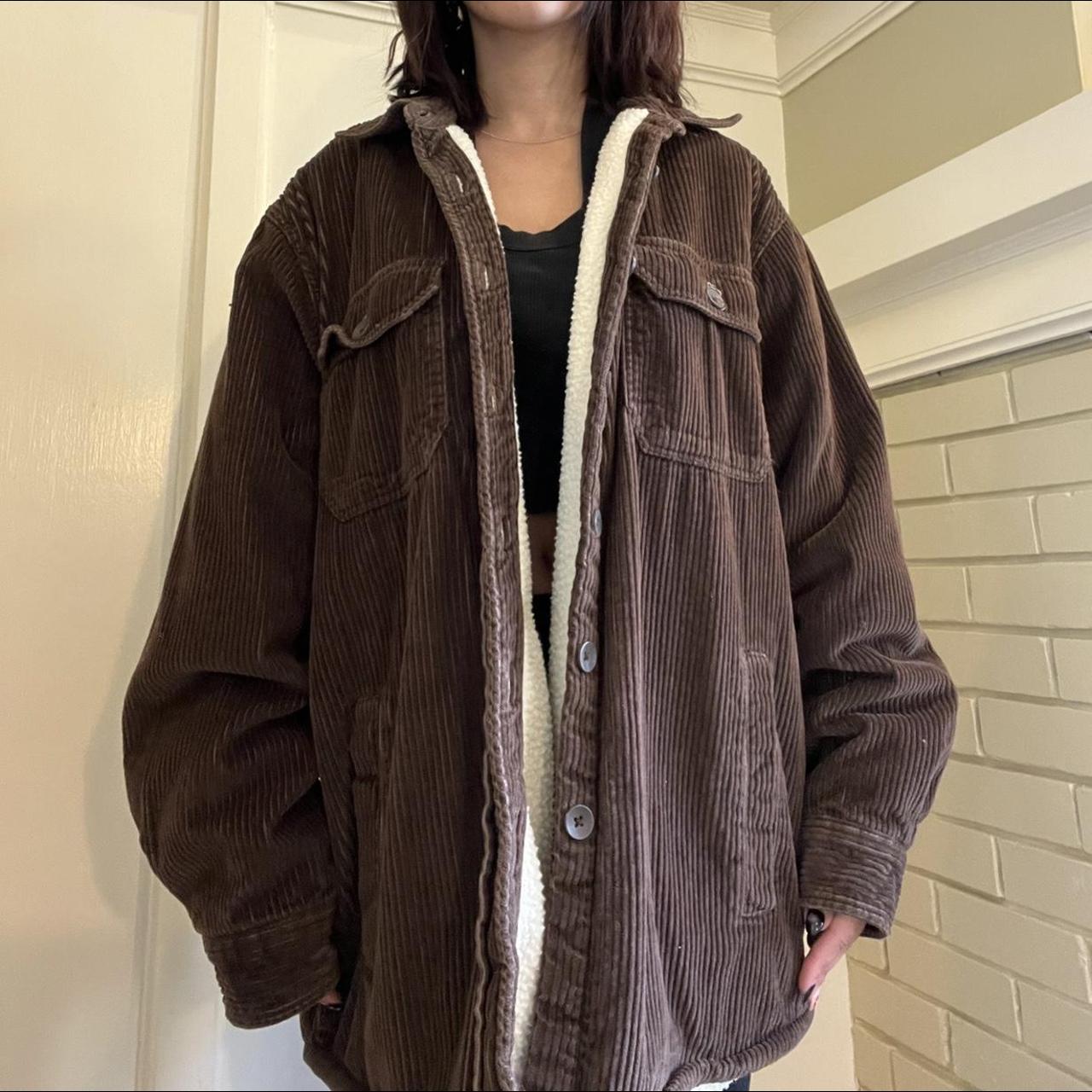 vintage brown corduroy jacket with fur lining it’s... - Depop