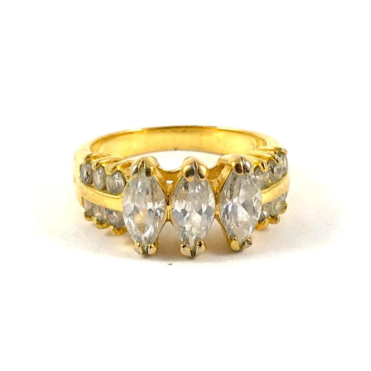 Gorgeous Gold Tone Rhinestone Ring Size 7 Like this... - Depop