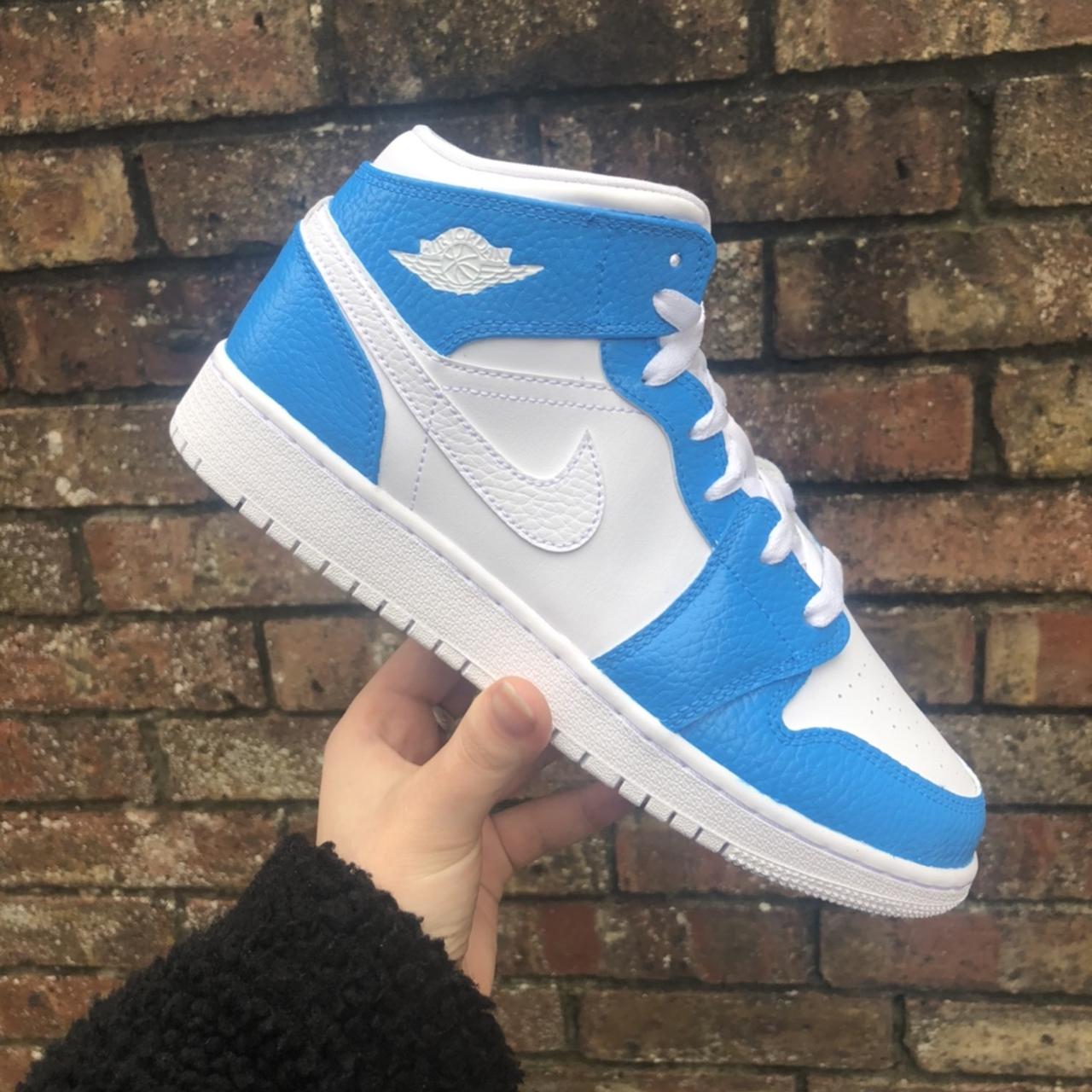 Custom Royal Blue Nike Jordan 1 Mids🥶💙 All Sizes - Depop