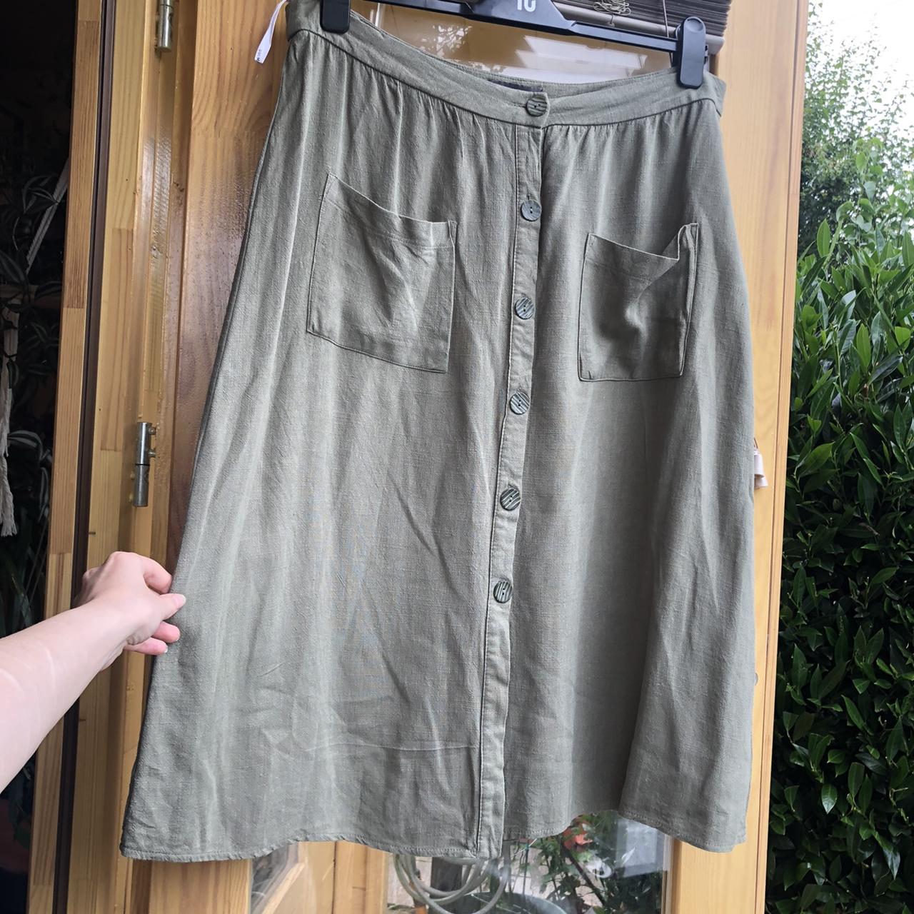 Primark Women's Khaki and Green Skirt Depop