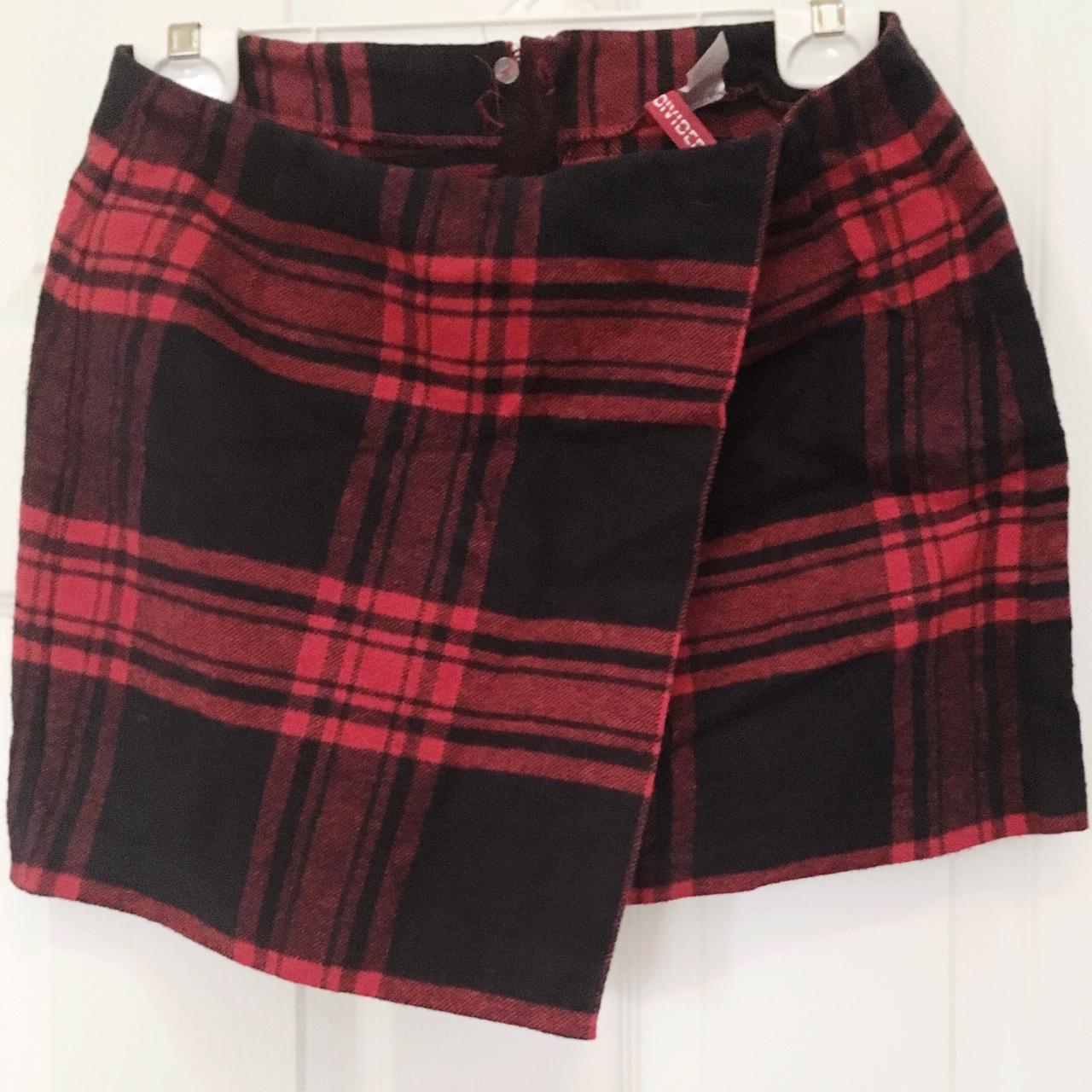 H&M wrap wool tartan skirt, UK14. worn twice, Clara... - Depop