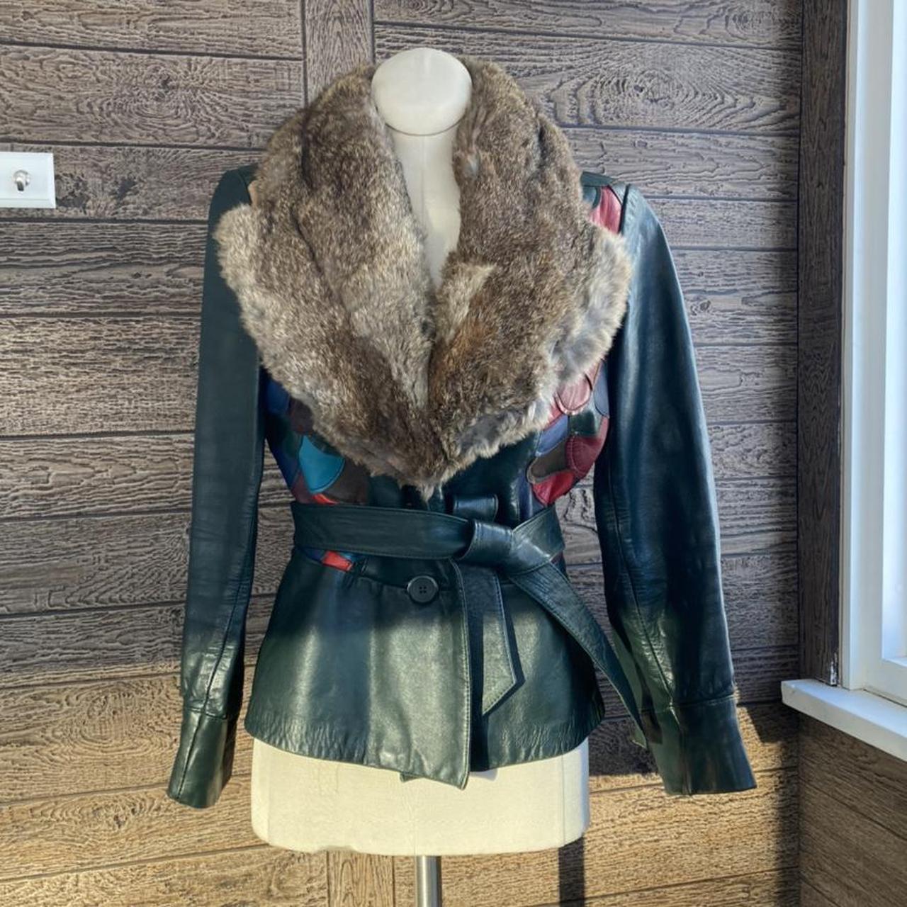 Vintage 70s leather fish scale jacket in forest... Depop