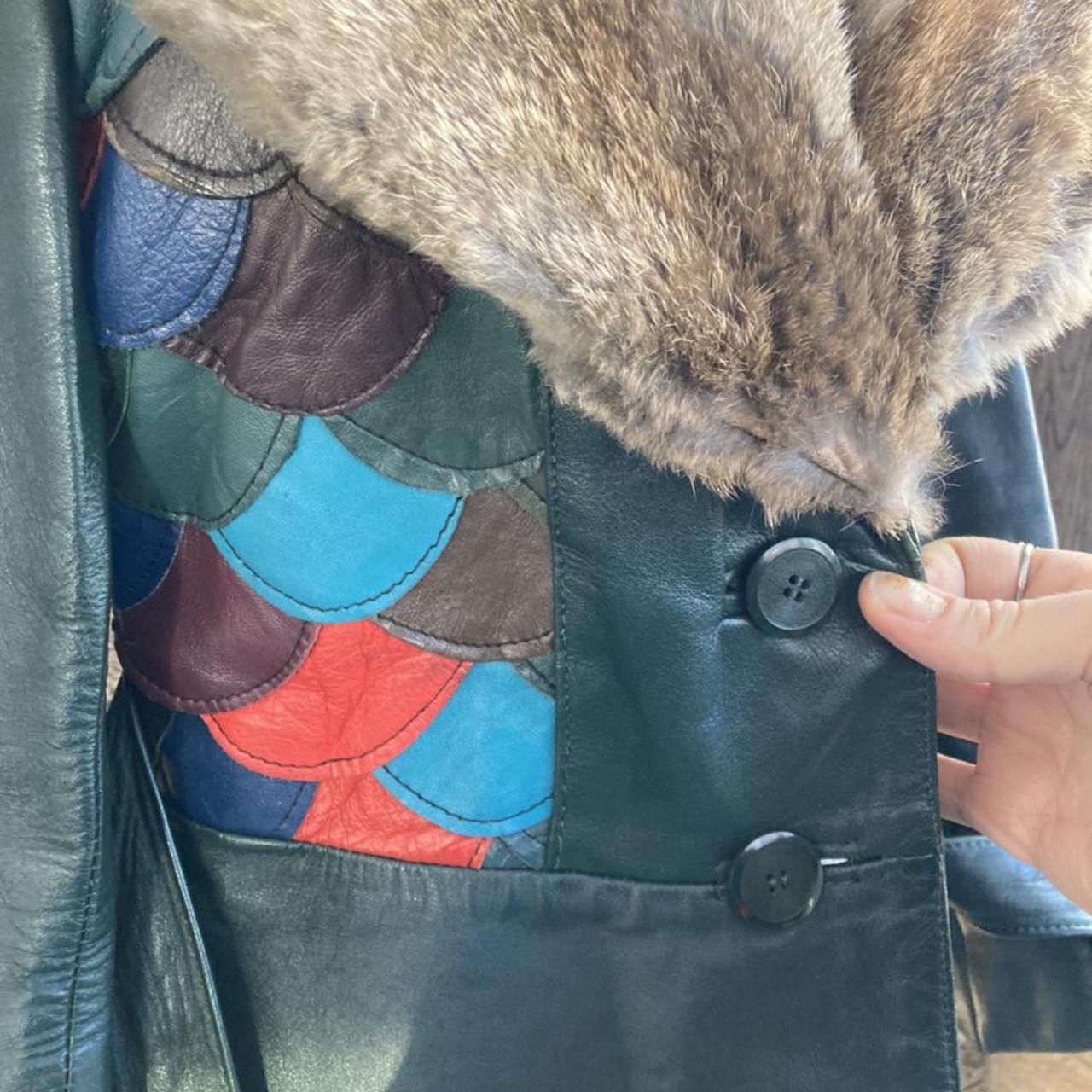 Vintage 70s leather fish scale jacket in forest... Depop