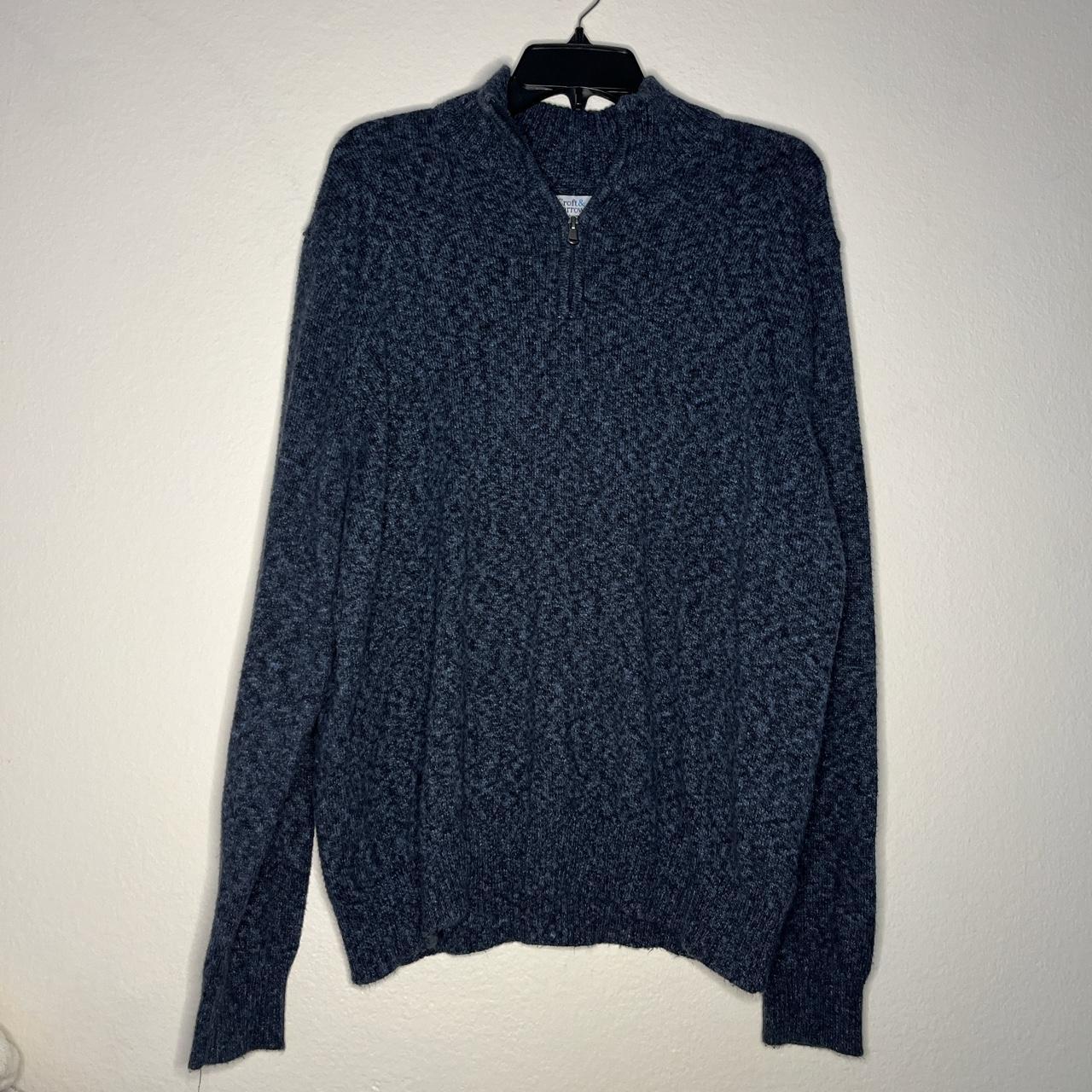 soft blue navy blue quarter zip sweater. - Depop