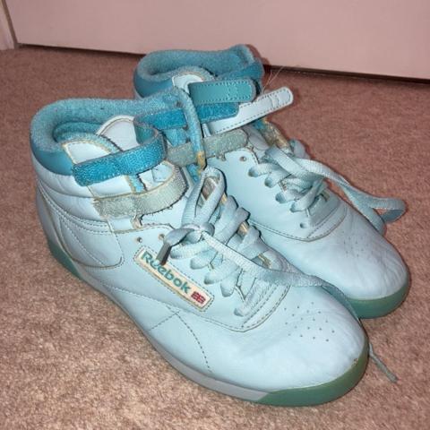 vintage 80 s turquoise blue reebok high tops uk. Depop